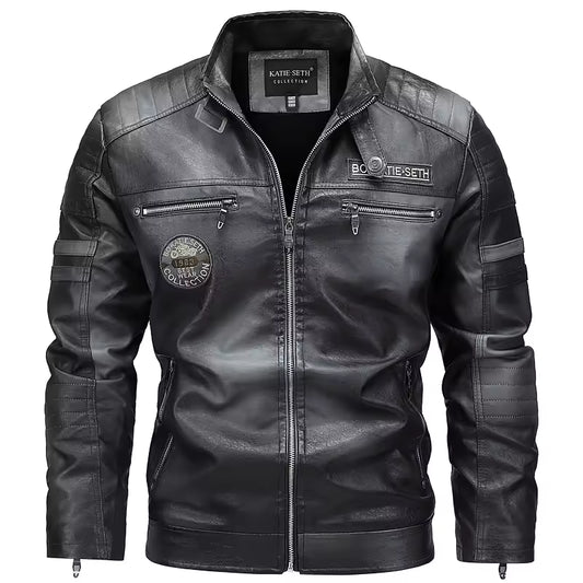 Men’s Vintage Leather Style Biker Jacket