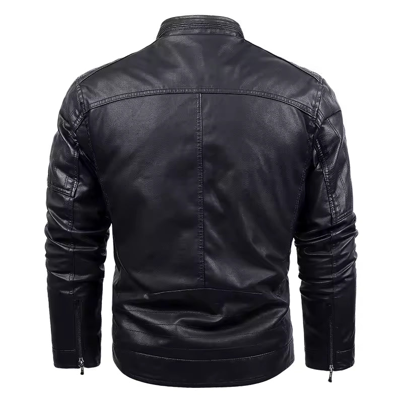 Classic Men’s Zip-Up Leather Style Jacket