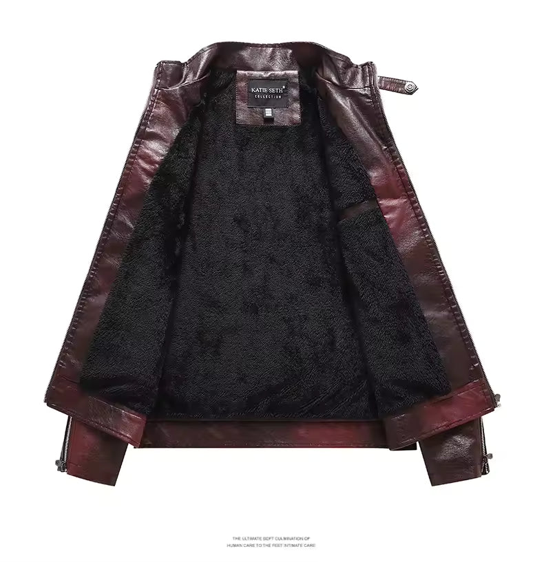 Men’s Vintage Leather Style Biker Jacket