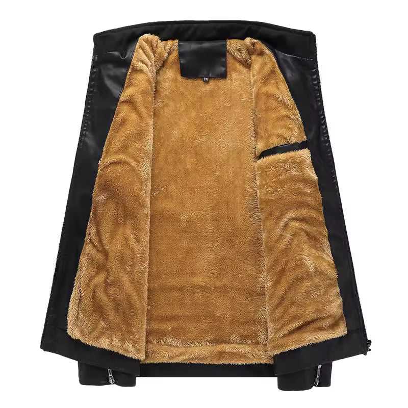 Classic Men’s Zip-Up Leather Style Jacket